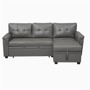 Sofá seccional reversible convertible con cama extraíble, chaise longue con almacenamiento oculto y patas duraderas