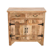 Consola de gabinete de 39 pulgadas estilo granja artesanal con 2 cajones de madera de mango y almacenamiento de 2 puertas, marrón rústico