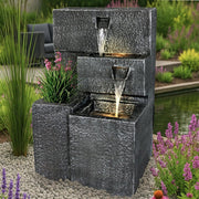 Fuente "Grada" plantable con iluminación LED, fuente de jardín en cascada, fuente de terraza