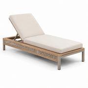 Tumbona de jardín de madera de teca, metal y poliéster beige
