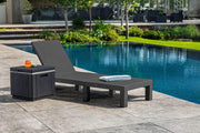Tumbona Daytona Deluxe de Allibert by Keter para jardín, terraza y balcón con respaldo ajustable, gris, incluye cojín, tumbona de jardín de plástico, aspecto de ratán plano, 195x65x25,5 cm