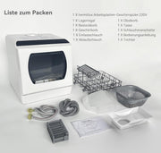 Mini lavavajillas Hermitlux, lavavajillas para 4 servicios, depósito de agua de 5 litros, 6 programas, minilavavajillas de sobremesa, perfecto para apartamentos, dormitorios, camping, blanco