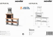 MOVELAR - Barbacoa de hormigón prefabricada para leña y carbón modelo Liz Plus XL (Gris y Naranja - 146 x 58 x 217 cm) REF: M00335 - Cocina de exterior para jardín y terraza