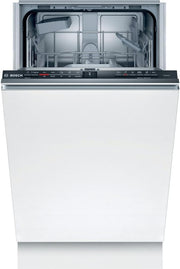 Lavavajillas inteligente Bosch Serie 2 SPV2IKX10E, totalmente integrable, 45 cm de ancho, cesta para cubiertos, secado extra con solo pulsar un botón, InfoLight punto de luz rojo en el suelo, protección AquaStop contra daños por agua, blanco