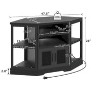 Mueble esquinero para TV estilo rústico, centro de entretenimiento y consola multimedia para televisores de hasta 55 pulgadas con toma de corriente