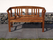 Banco de jardín rústico DEGAMO Rosario de madera de acacia aceitada, 2 plazas 120 cm, certificado FSC®