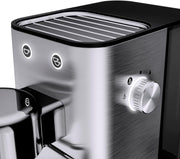 Cafetera espresso de brazo WMF Lumero 1400 vatios, máquina de café espresso, 3 filtros, para 1-2 tazas de espresso, también para monodosis, 15 bares, superficie calientatazas, boquilla para espuma de leche, acero inoxidable mate