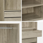 sweeek - Kit vestidor modular de 3 elementos MODULO. Natural. 200 x 45 x 180 cm