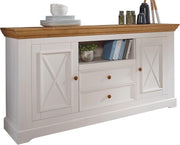 Aparador Woodroom Oslo de madera de pino maciza blanca (ancho x alto x fondo: 169x88x42 cm), cómoda, aparador