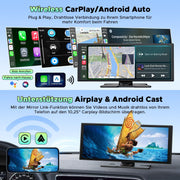 LAMTTO Pantalla CarPlay para coche inalámbrica de 10,25 pulgadas, autorradio estéreo con Android Auto, cámara frontal 2,5K, cámara trasera 1080P, navegación, Bluetooth, FM, AUX, grabación en bucle, tarjeta TF de 64 GB