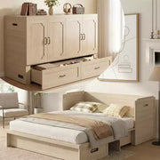 Cama Murphy convertible tamaño queen Mjkone con colchón, carga USB y cajones de almacenamiento