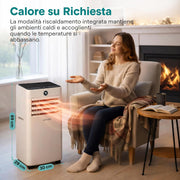 Acondicionador de aire portátil SereneLife, aire acondicionado tipo pingüino 7000 BTU, 2,05 kW / 1,9 kW, 2050 W refrigeración/1900 W calefacción, compacto con pantalla y kit de ventana