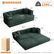 Sofá Cama Convertible 5 en 1, Sofá Cama Modular de Pana de 78.8" con Estructura Robusta, Futón Multifuncional para Espacios Pequeños, Sala de Estar y Habitación de Huéspedes