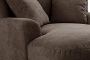 Sillón XXL Cavadore Assado / Sillón tapizado grande con patas de madera y asiento amplio / Incl. 2 cojines decorativos / 109 x 104 x 145 / Tejido de textura marrón oscuro