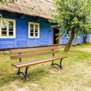 REKORD Banco de jardín 170 x 59 x 73 cm Banco de exterior robusto de metal y madera con respaldo resistente a la intemperie para parque, terraza y patio delantero - Lodzka - Palisandro