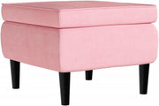 vidaXL Sillón orejero con reposapiés, reposabrazos, sillón de TV, sillón tapizado, sillón lounge, sillón de salón, sillón de descanso, sillón relax, terciopelo rosa