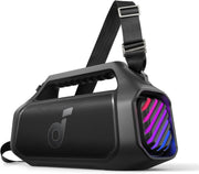 Altavoz para exteriores soundcore Boom 2 Plus, 140W, canal 2+2, BassUp 2.0, 20h, carga rápida, resistente al agua IPX7, luces RGB, USB-C, banco de energía, BT 5.3, altavoz Bluetooth portátil, camping