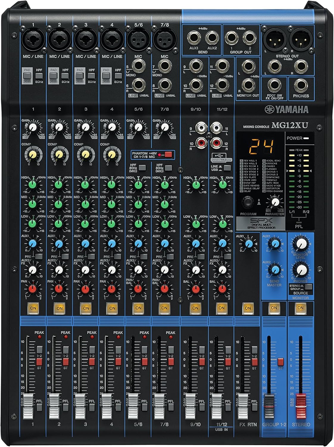 Yamaha MG12XU - Consola de mezclas compacta de 12 canales con efectos, USB y preamplificadores de micro D-PRE