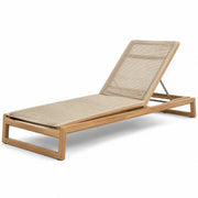 Tumbona de jardín de madera de teca con tejido de poliéster beige