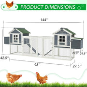 AECOJOY Gallinero grande de 144'' con corral, caseta de madera para aves y jaula para aves de corral