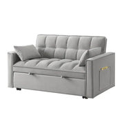 Sofá Cama Biplaza 4 en 1 con Apoyabrazos y Bolsillos de Almacenamiento, Sofá Cama Extraíble Tapizado Multifunción con Respaldo Ajustable