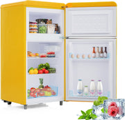 Refrigerador con congelador Merax, combinación frigorífico-congelador, frigorífico pequeño con 51L y congelador de 21L, silencioso, LED, estantes de vidrio, cajón para verduras, estantes en la puerta, para cocina, sala de estar, oficina, negro