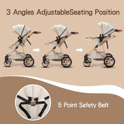 Cochecito 3 en 1 Gcarebb, silla de paseo con portabebés, cochecito completo con altura ajustable, cochecito combinado con marco de aluminio para recién nacidos de 0 a 4 años
