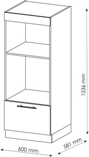 Armario para microondas Vicco Fame-Line, blanco de alto brillo, 60 cm abierto