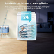 COMFEE' RCC146WH2EU(E) Congelador arcón independiente 143L convertible en congelador/refrigerador, compresor inverter, 4 estrellas, apto para dependencias, garajes y cobertizos, blanco [Clase energética E]