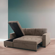 Sofá seccional reversible convertible con cama extraíble, chaise longue con almacenamiento oculto y patas duraderas