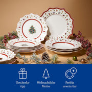 Villeroy & Boch – Toy's Delight Vajilla de Navidad de 12 piezas, set de platos navideños Toys, vajilla navideña, servicio de Navidad para 4 personas, platos llanos, platos hondos, platos de desayuno, porcelana
