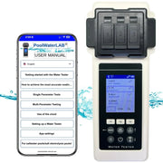 Analizador de agua para piscina 2.0, kit de 27 parámetros, Wi-Fi, Bluetooth, aplicación, medidor para piscina, spa y jacuzzi, incl. maletín y compensador de nivel de agua