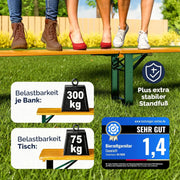Set de mesa y bancos plegables para cervecería, 220 cm, madera, 2 bancos, 1 mesa, capacidad hasta 10 personas
