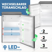 Frigorífico con congelador pequeño Bomann | Nevera con 2 estantes | silencioso | con congelador de 4 estrellas | frigorífico pequeño con compartimento para frutas y verduras | bisagra de puerta intercambiable | KS 7251 inox
