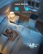Aire acondicionado portátil 9000 BTU con tubo de escape | Aire acondicionado móvil 4 en 1 | Funcionamiento silencioso | Pantalla digital + mando a distancia | Kit de instalación para ventana | Temporizador de 24h | Para habitaciones de hasta 25 m²