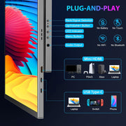 Monitor portátil de 18,5 pulgadas, monitor portátil 1080P HDR USB C Mini HDMI, monitor portátil para portátil, Mac, PS5