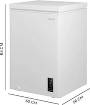 Congelador Horizontal Cecotec 143L Bolero CoolMarket Chest 143P Blanco E. Cesta con asas, control electrónico LED, UltraContact D-Cool, función dual, puerta ZeroG (80º-30º), congelación rápida, compacto