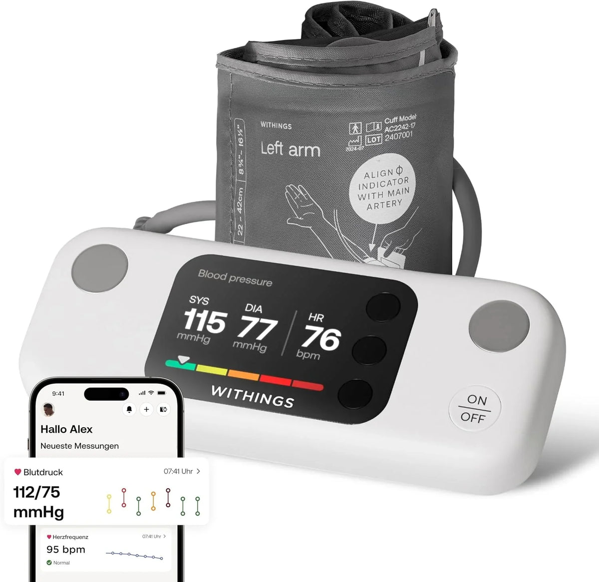 Tensiómetro de brazo BPM Vision 2 en 1 con medición de presión arterial y ECG, sincronización por Wi-Fi y Bluetooth, incluye brazalete