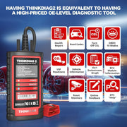 Escáner de diagnóstico para coche Thinkcar ThinkDiag 2, funciones OBD-II con 15 reinicios para sistemas completos, Bluetooth 5.0 compatible con protocolo CAN-FD, 1 año de actualización gratuita