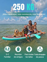 Niphean (Extra Grande) Tabla de Paddle Surf Hinchable para 2+1 Personas/Familia, Paddle Surf con Aleta Equilibrada (Apto para Principiantes), Funda Impermeable, Tabla SUP para Adultos, Regalo