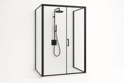 Cabina de ducha de vidrio templado negro 90x90x210 cm