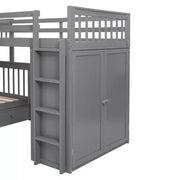 Litera en forma de L Whisen Modern Design, cama individual sobre matrimonial, con 3 cajones, escritorio portátil y armario