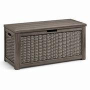 Caja de almacenamiento de polirratán y madera gris 120x50x60cm