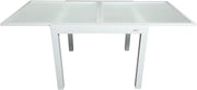 Mesa de jardín extensible MOMMA HOME de aluminio y vidrio templado - Mesa cuadrada extensible de exterior - Dimensiones 90/150 x 90 x 74 cm (blanco)