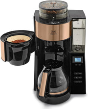 Melitta AromaFresh - Cafetera de filtro - con jarra de cristal - molinillo integrado - función de temporizador - 10 tazas - Negro puro