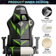 Sillón de oficina ergonómico Hoffree para juegos, reclinable, con masaje, altavoz Bluetooth y luz RGB