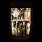 Bar de vino LED Weeco. Botellero mueble bar XL. Barril vintage decorativo para salón. Minibar para ginebra, whisky y cerveza. Mesa alta de barril. Barril de madera para copas y botellas. Estante de vino, set de regalo.