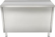 Armario de trabajo con puertas correderas, mesa de trabajo de acero inoxidable, armario de mesa de trabajo para cocina, armario de acero inoxidable independiente, mesa de acero inoxidable para cocina, restaurante, garaje, 120 x 50 x 86 cm