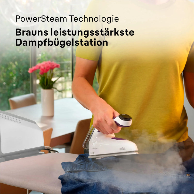 Centro de planchado Braun Household CareStyle 7 IS 7266 VI FreeGlide 3D iCare golpe de vapor 550 g/min depósito 2L 2700 W blanco violeta