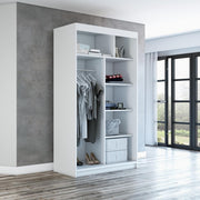 Armario con puertas correderas A&J MöbelLand GAPI, armario de 2 puertas con espejo, ropero de 120 cm (blanco/blanco/blanco)